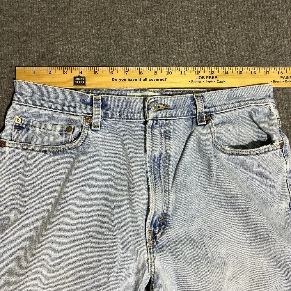 Levi's 505 Jeans Men 34x31 Blue Regular Fit Distressed Light Wash Denim Pants